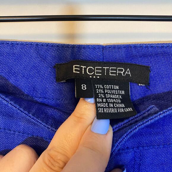 Etcetera Bright Royal Blue Tapered Leg Jeans Ankle Zipper Mid Rise Sz 8 - Picture 4 of 9